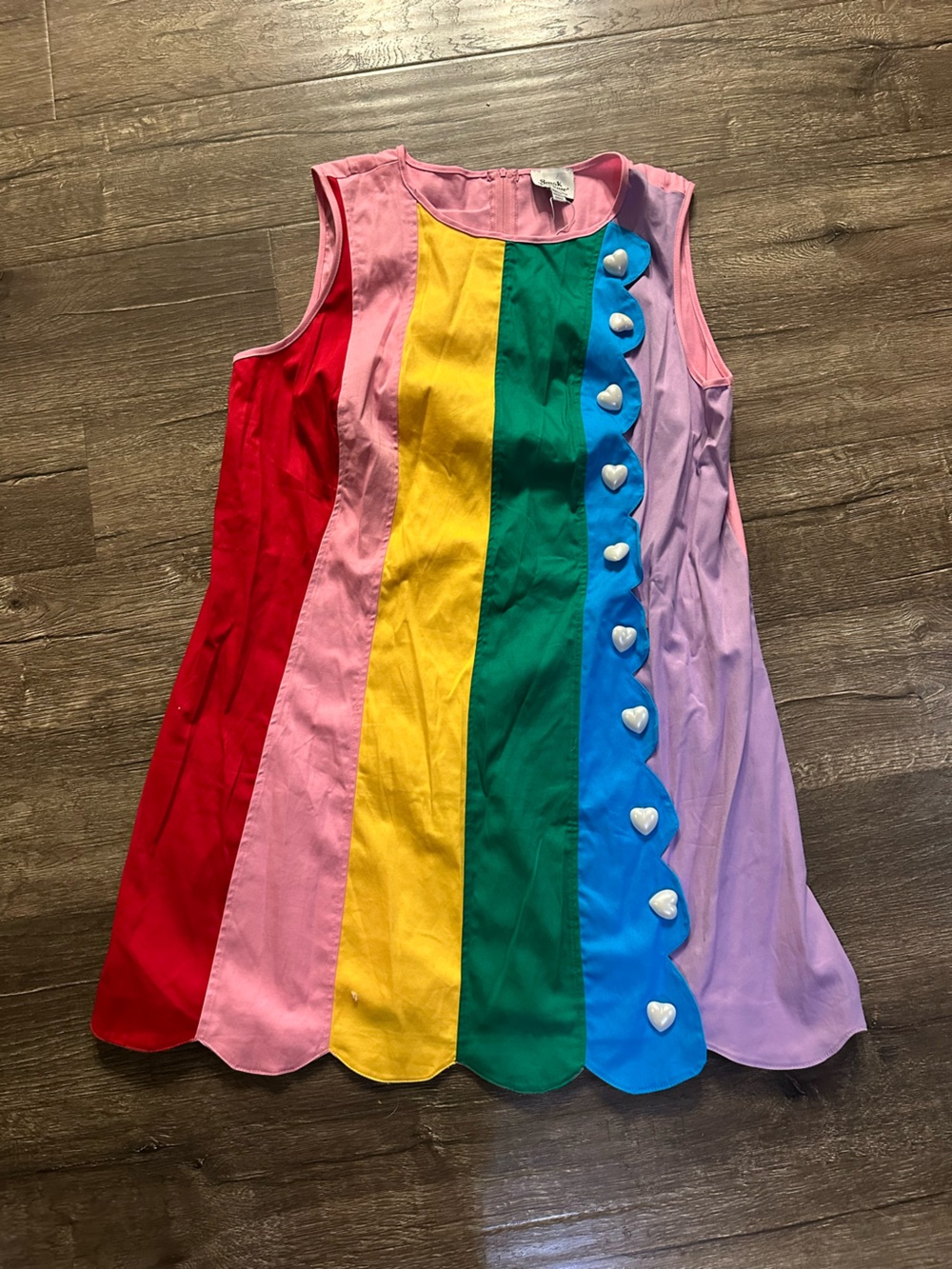 Unique Vintage mod rainbow scalloped dress - Picture 3 of 5